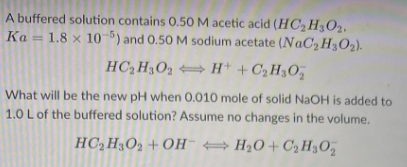 Solved A Buffered Solution Contains M Acetic Acid Chegg