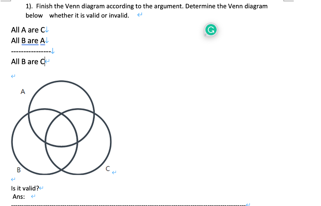 How To Diagnose Venn Diagram Valid And Invalid Solved Use