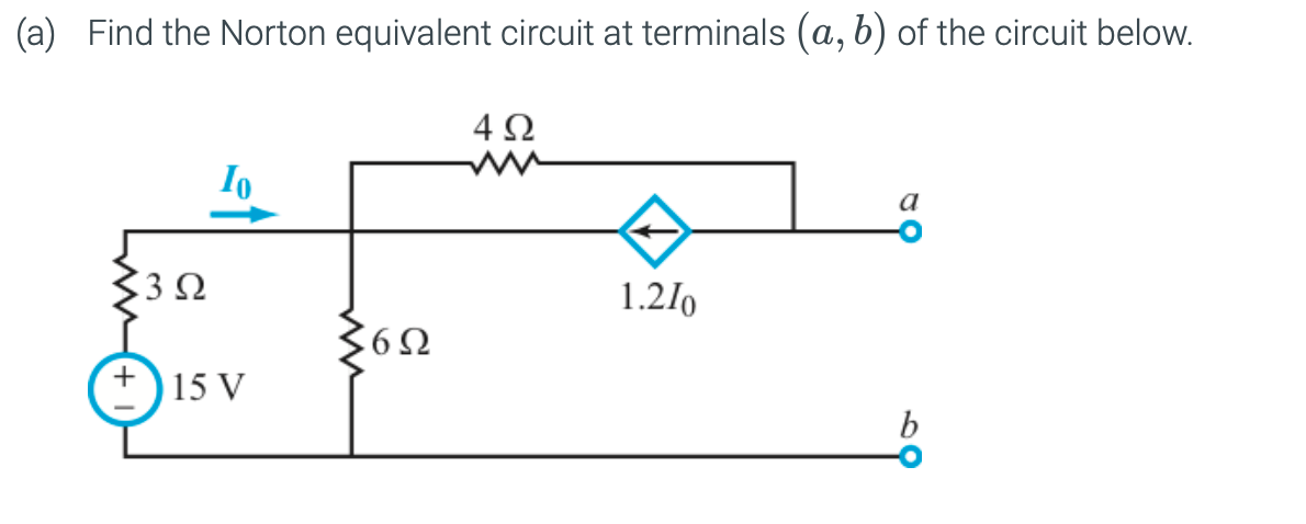 Solved A Find The Norton Equivalent Circuit At Terminals Chegg