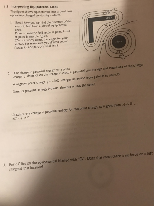 Solved 1 3 Interpreting Equipotential Lines The Figure Shows Chegg