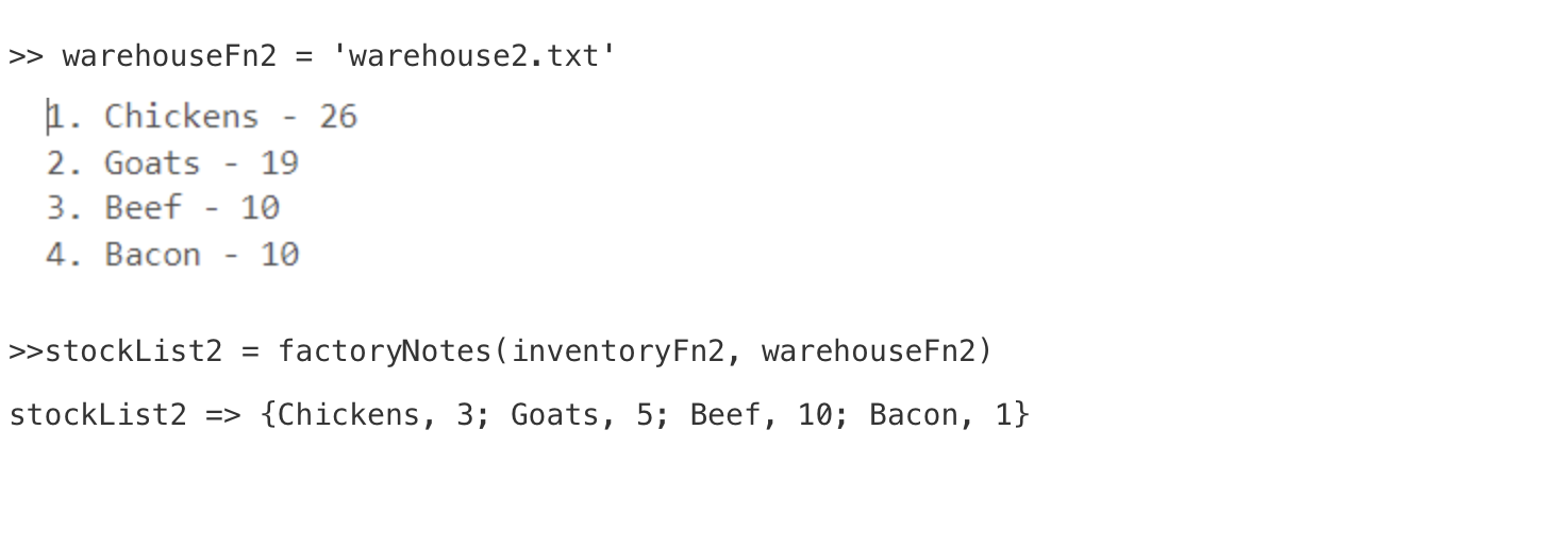 Solved Matlab Question Function Name Factorynotes Inputs Chegg