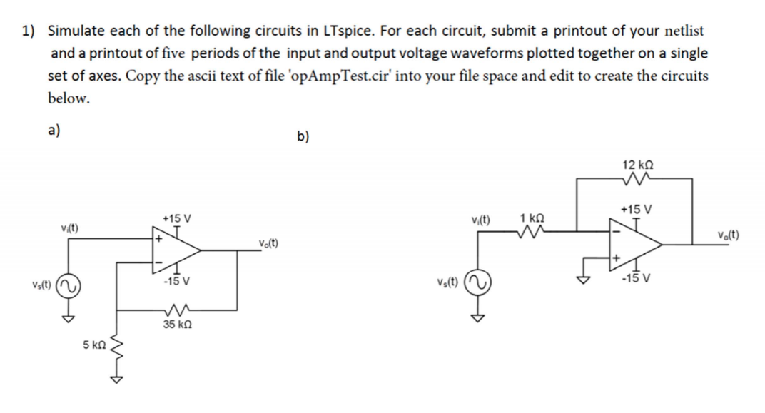 Ltspice Netlist For Opamp Circuit Inp Out Opamp Vin Chegg