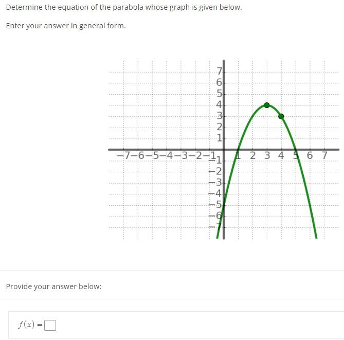 Solved Determine The Equation Of The Parabola Whose Graph Is Chegg