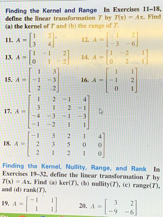 Solved Finding The Kernel And Range In Exercises Chegg