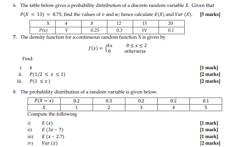 Solved 6 The Table Below Gives A Probability Distribution Chegg