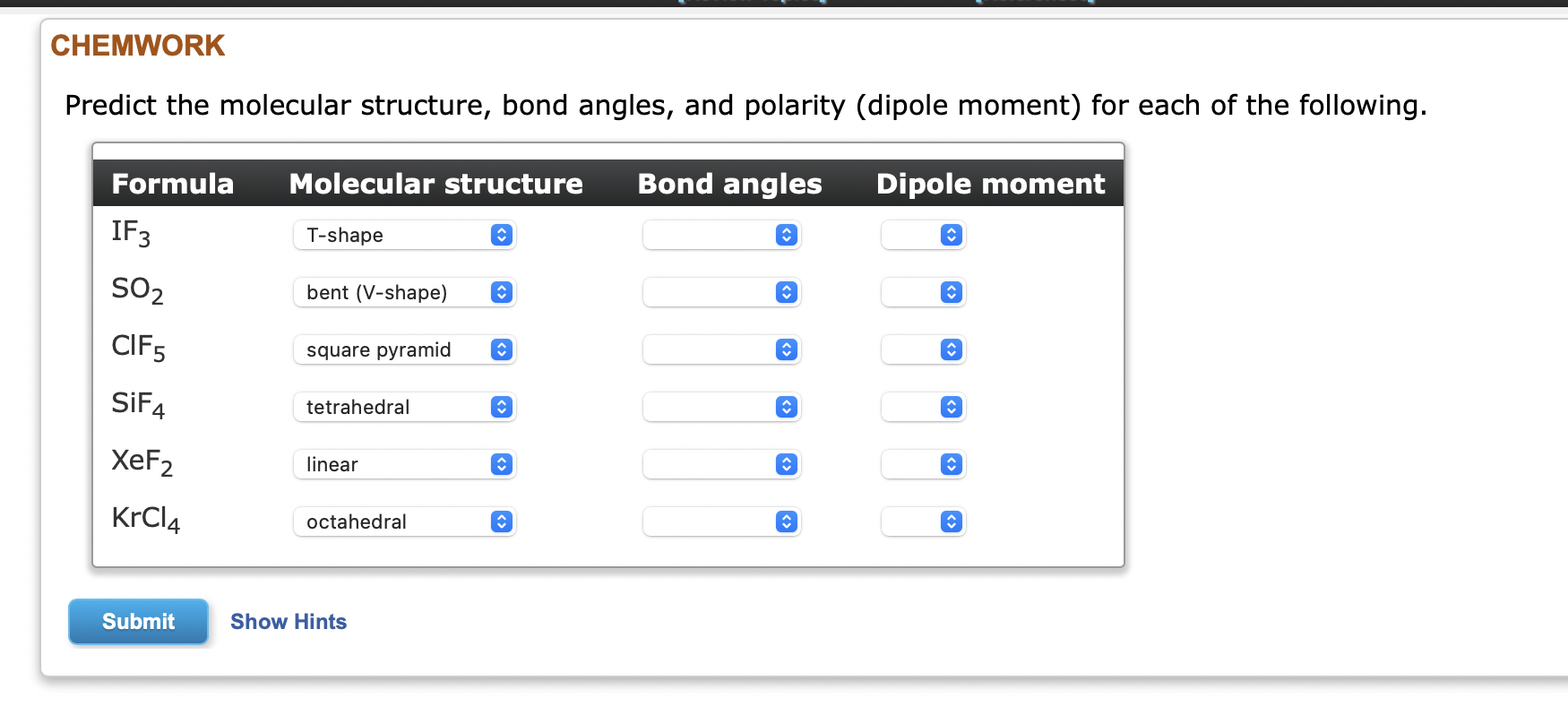 Solved Predict The Molecular Structure Bond Angles And Chegg