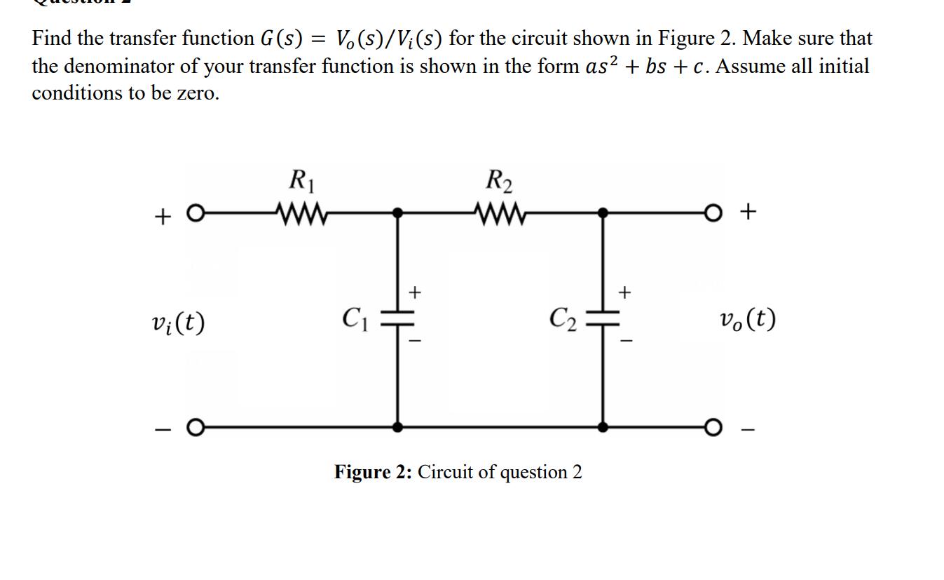 Solved Find The Transfer Function G S Vosvi S For The Chegg