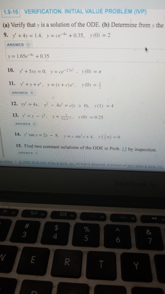 Solved Verification Initial Value Problem Ivp A Chegg