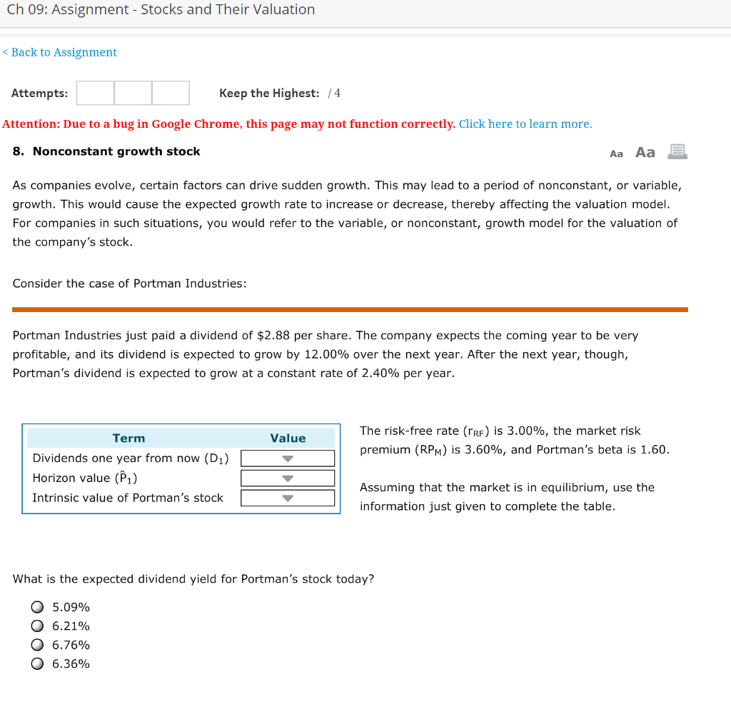 Solved Ch Assignment Stocks And Their Valuation Back Chegg