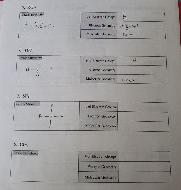 Solved 5 XeF Lewis Structure Of Electron Groups 5 Chegg