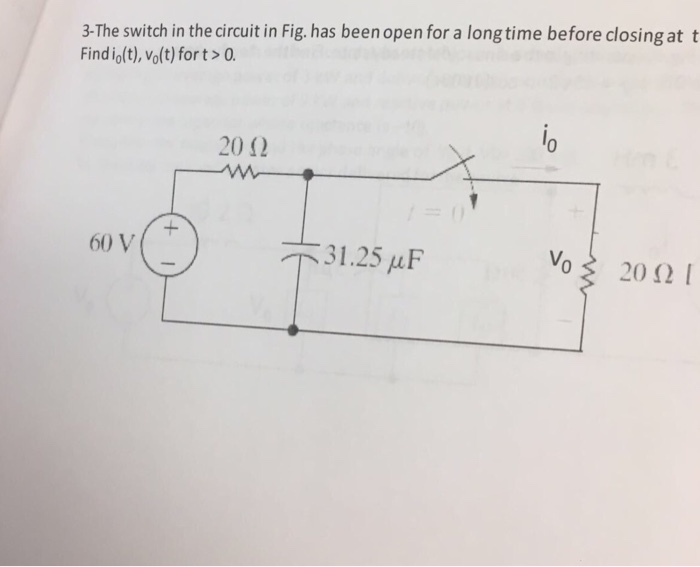 Solved The Switch In The Circuit In Fig Has Been Open For A Chegg