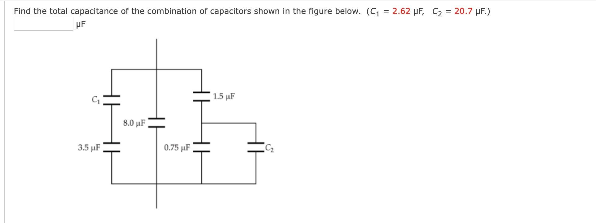 Solved Find The Total Capacitance Of The Combination Of Chegg