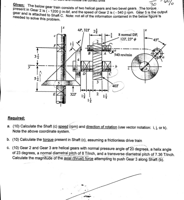 Solved The Below Gear Train Consists Of Two Helical Gears...