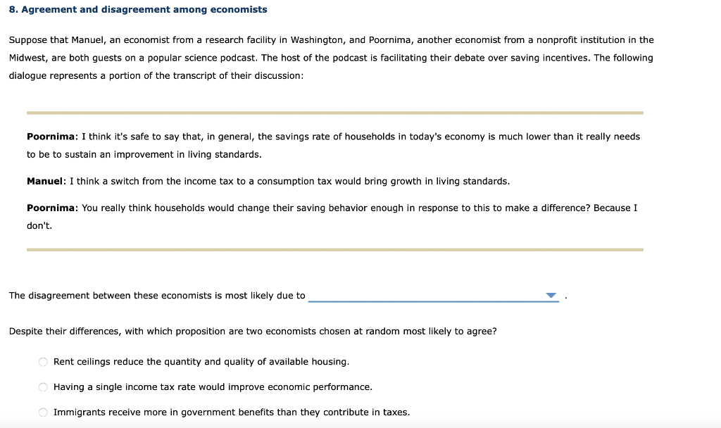 Solved Agreement And Disagreement Among Economists Chegg