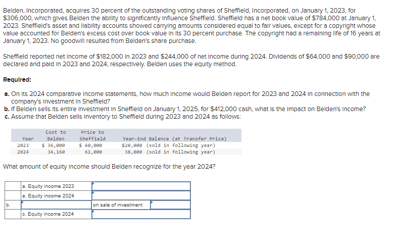 Solved Belden Incorporated Acquires 30 Percent Of The Chegg