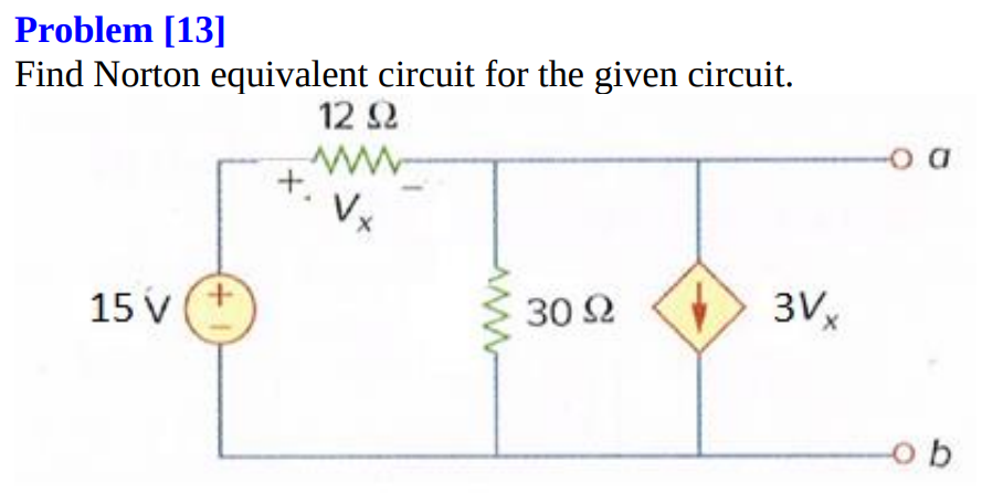 Solved Find Norton Equivalent Circuit For The Given Circuit Chegg