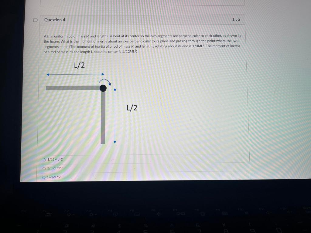 Solved A Thin Uniform Rod Of Mass M And Length L Is Bent At Chegg