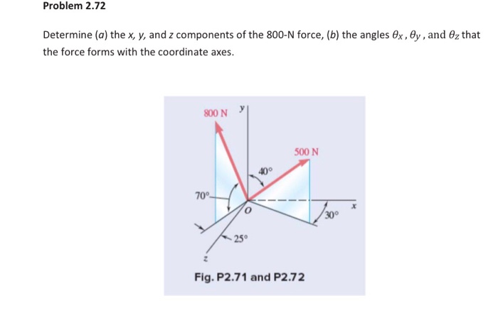 Solved Problem 2 72 Determine A The X Y And Z Components Chegg