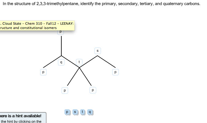 in the structure of 2 3 3 trimethylpentane identify the primary