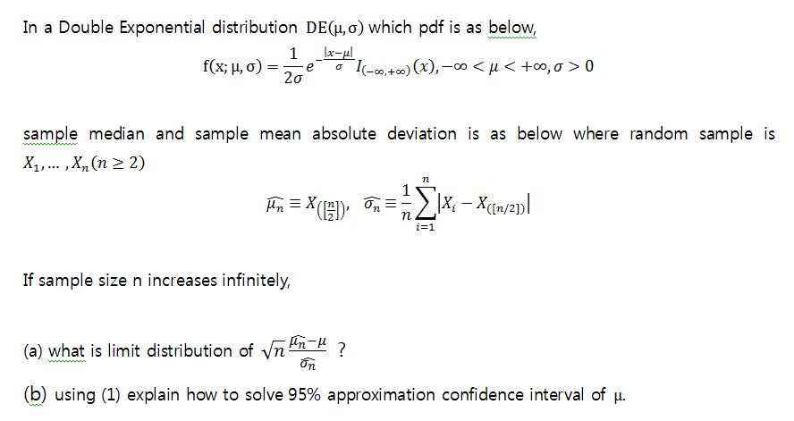 In A Double Exponential Distribution DE U O Which Chegg