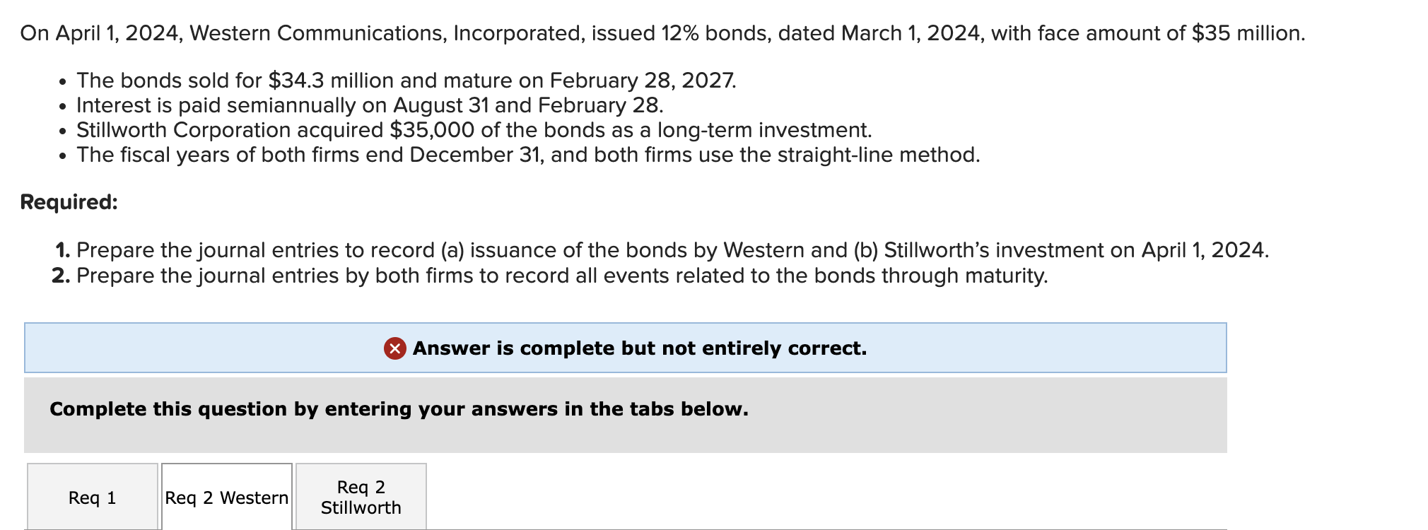 Solved On April Western Communications Chegg