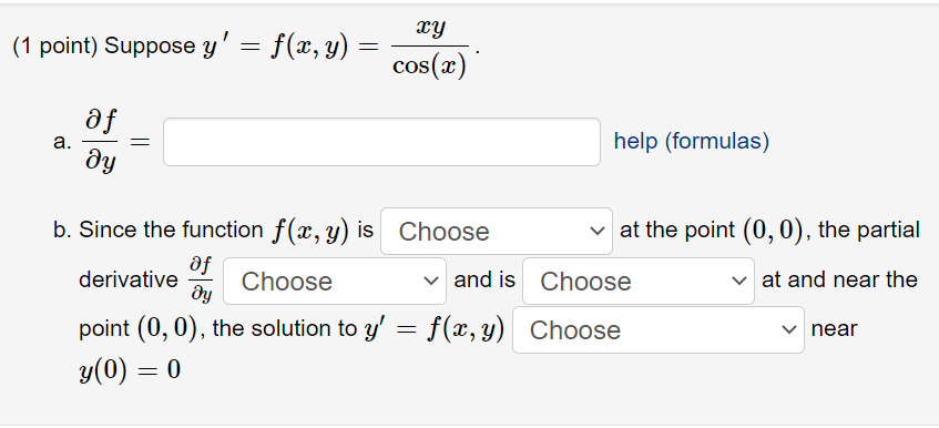 Solved Point Suppose Y F X Y Cos X Xy A Yf Help Chegg