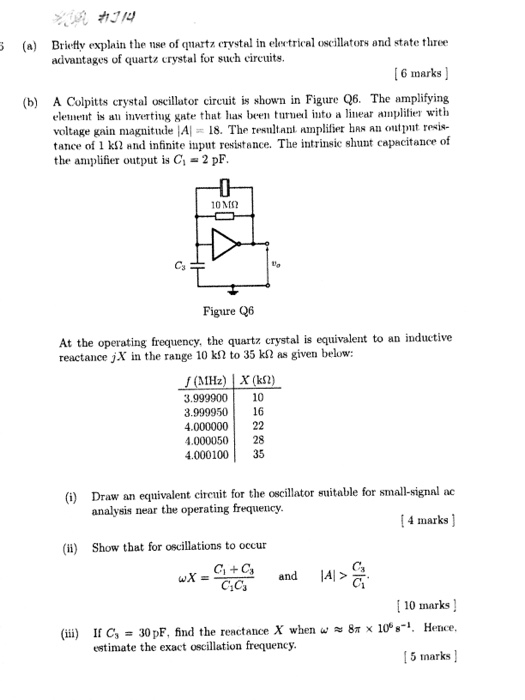 Solved (a) Briefly Explain The Se Of Quartz Crystal In El...