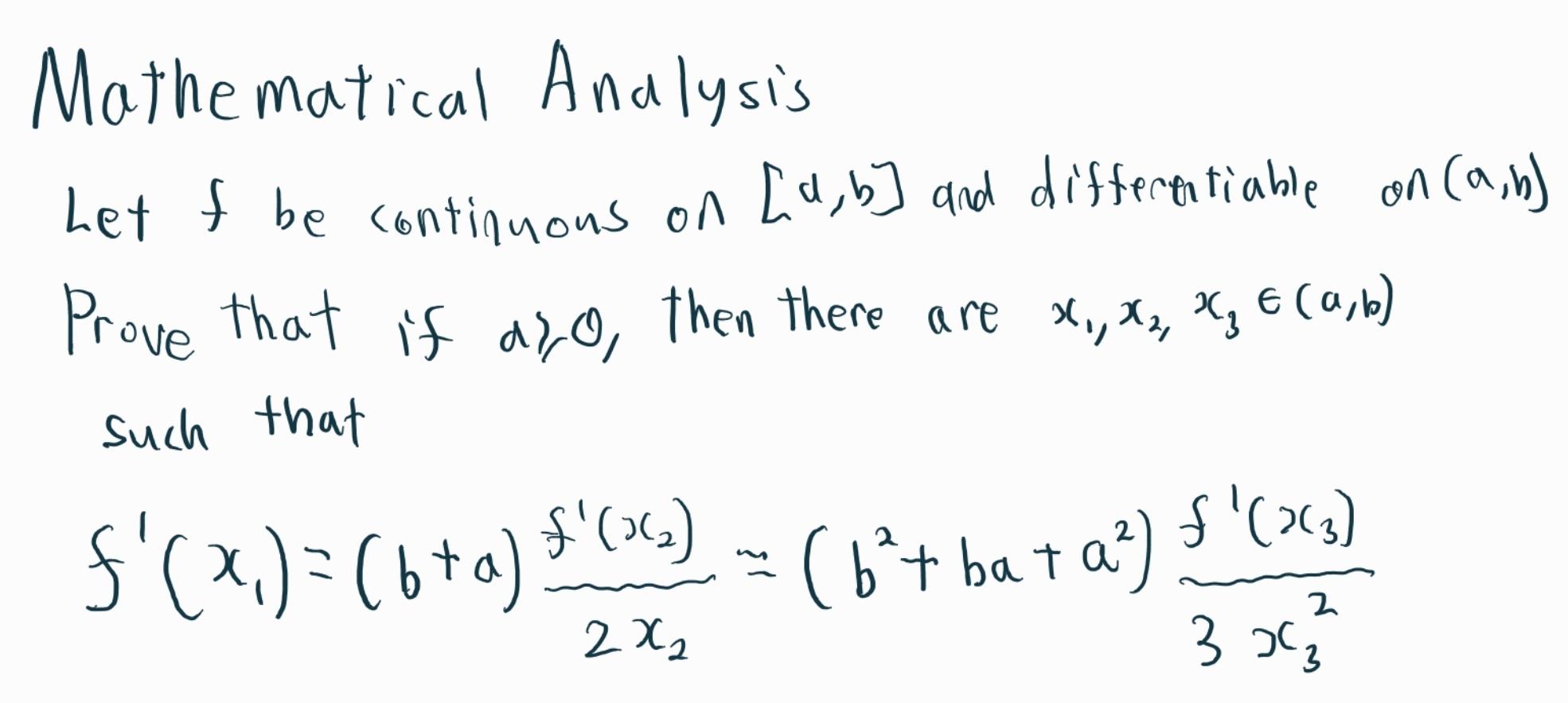 Solved Mothematical Analysis Let F Be Continuous On A B Chegg