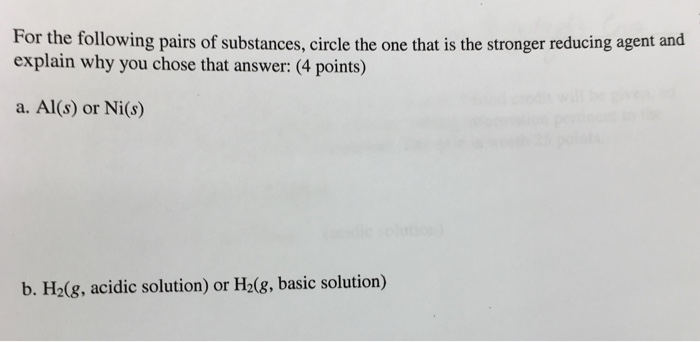 Solved For The Following Pairs Of Substances Circle The One Chegg