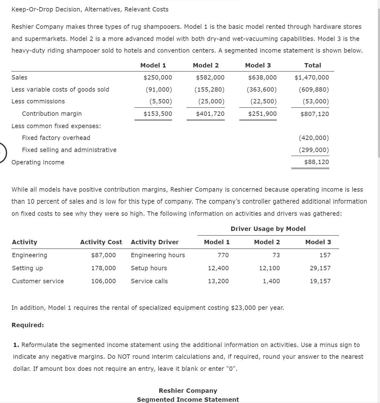 Solved Keep Or Drop Decision Alternatives Relevant Costs Chegg