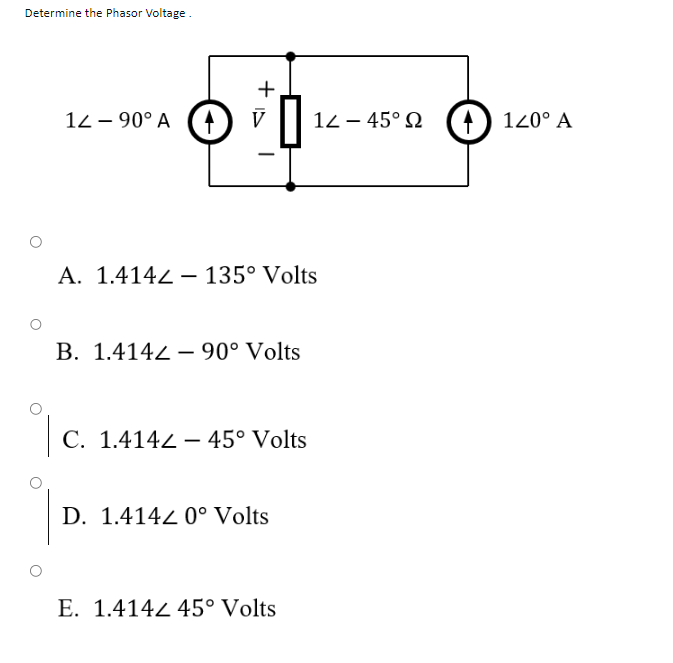 Solved Determine The Phasor Voltage A 1 414135 Volts B Chegg