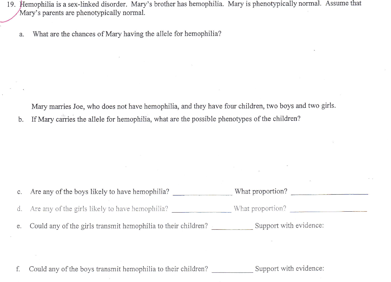 Solved Hemophilia Is A Sex Linked Disorder Mary S Chegg