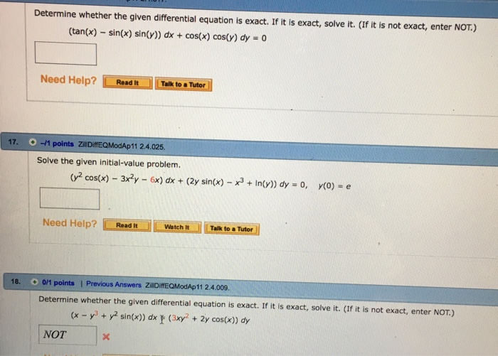 Solved Determine Whether The Given Differential Equation Is Chegg