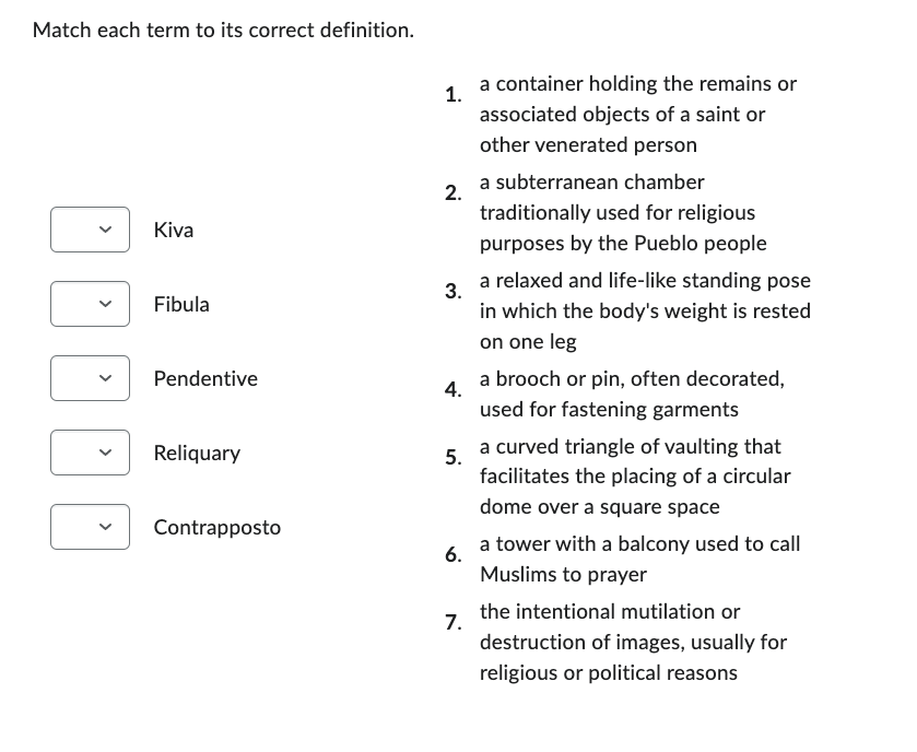 Solved Match Each Term To Its Correct Definition A Chegg