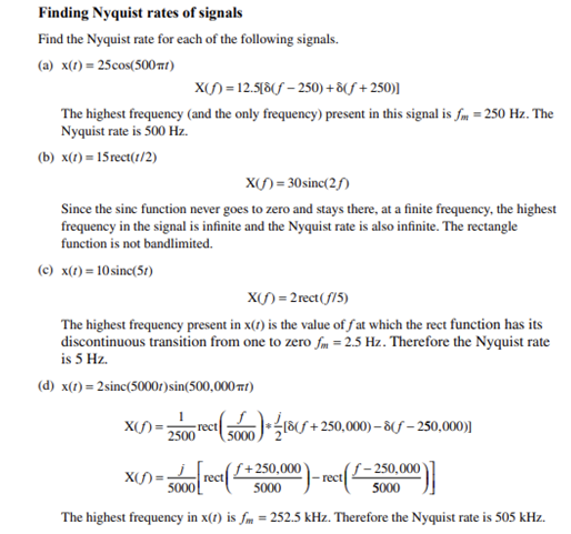 Solved Finding Nyquist Rates Of Signals Find The Nyquist Chegg