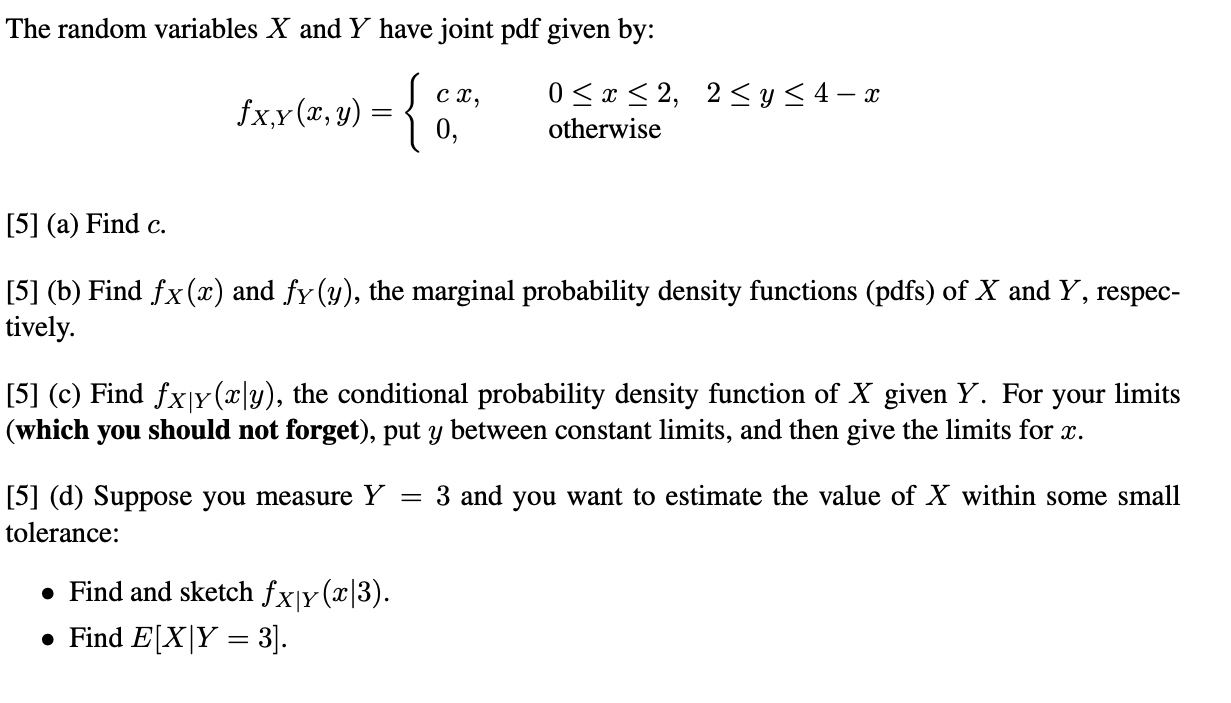 Solved The Random Variables X And Y Have Joint Pdf Given By Chegg