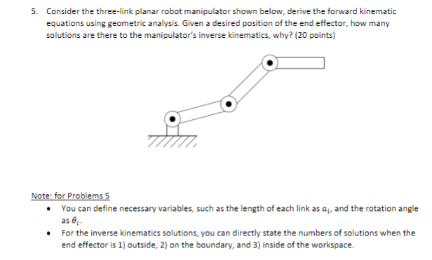 Consider The Three Link Planar Robot Manipulator Chegg