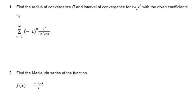 Solved Find The Radius Of Convergence R And Interval Of Chegg