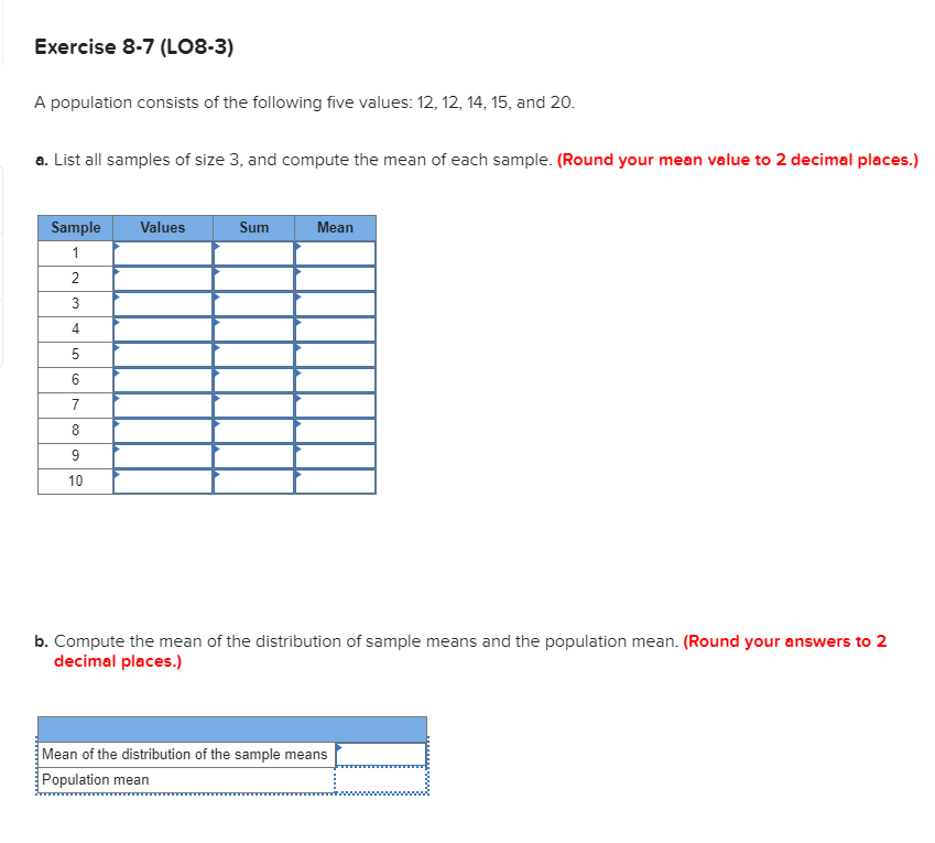 Solved Exercise Lo A Population Consists Of The Chegg