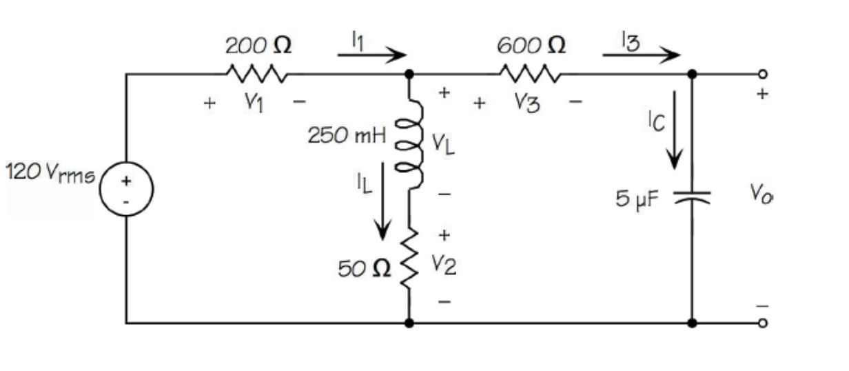 Solved Find The Voltage Vo In Time Domain Use Phasors To Chegg