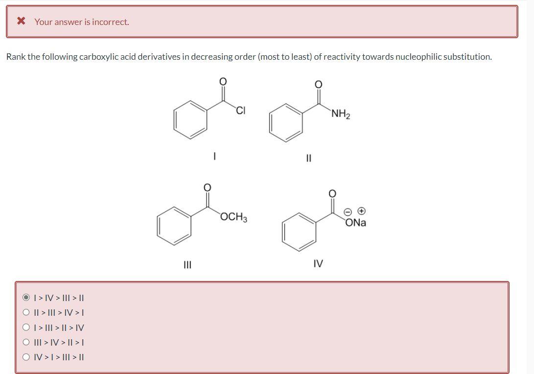 Solved Rank The Following Carboxylic Acid Derivatives In Chegg