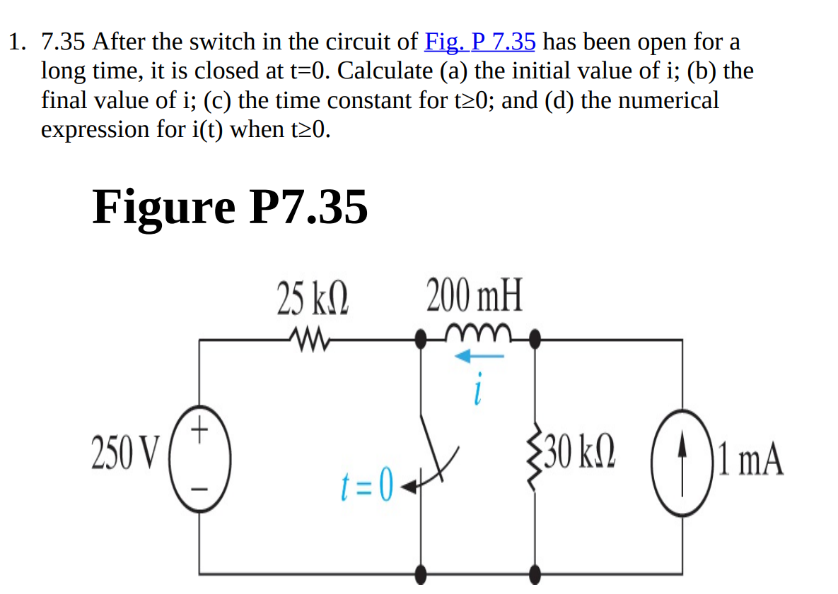 Solved After The Switch In The Circuit Of Fig P Chegg