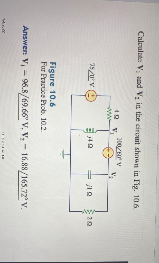 Solved Calculate V And V2 In The Circuit Shown In Fig Chegg