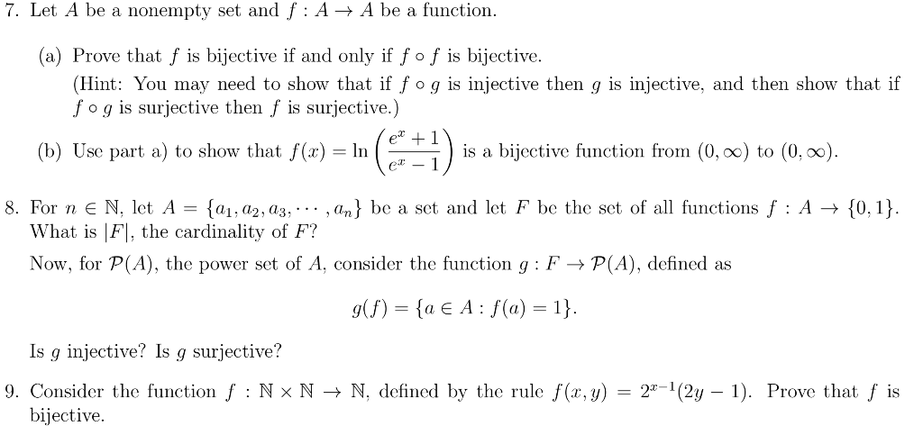 Solved Let A Be A Nonempty Set And F A A Be A Function Chegg