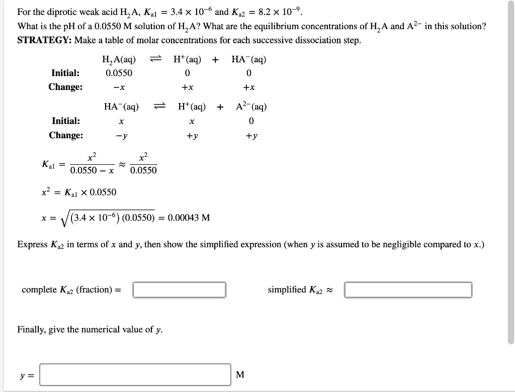 Solved For The Diprotic Weak Acid H A Kai X And Chegg