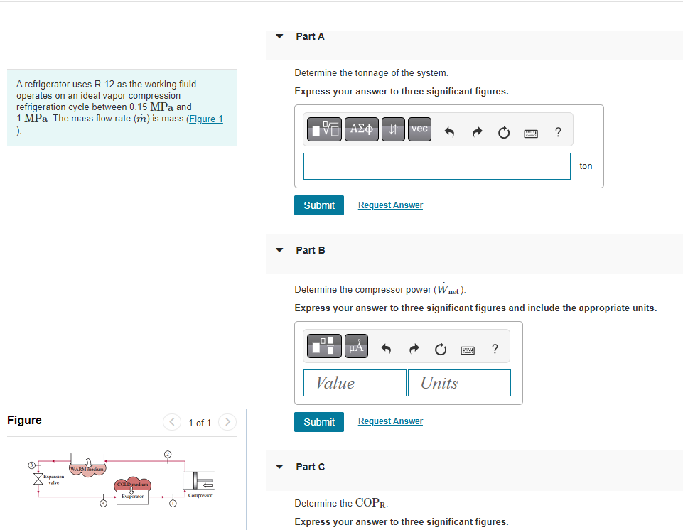 Determine The Tonnage Of The System A Refrigerator Chegg