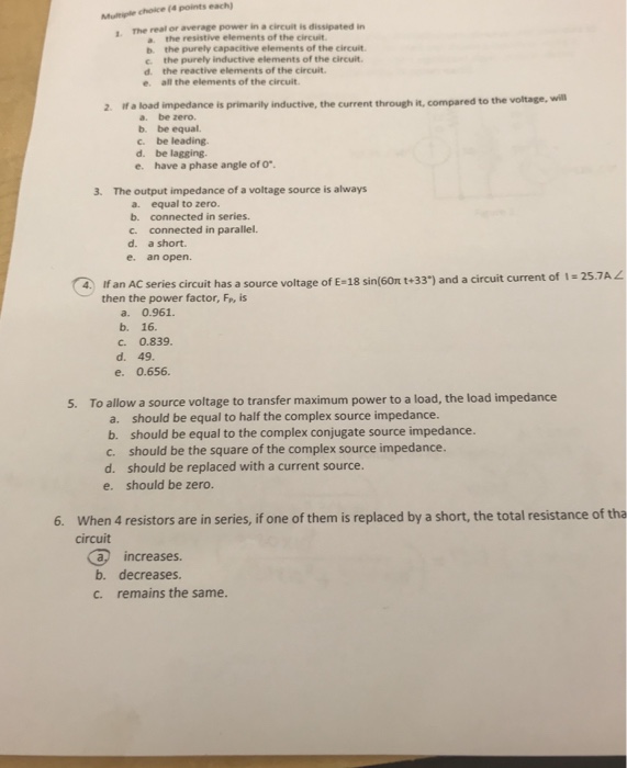 Solved Multiple Choice Points Each The Real Or Average Chegg