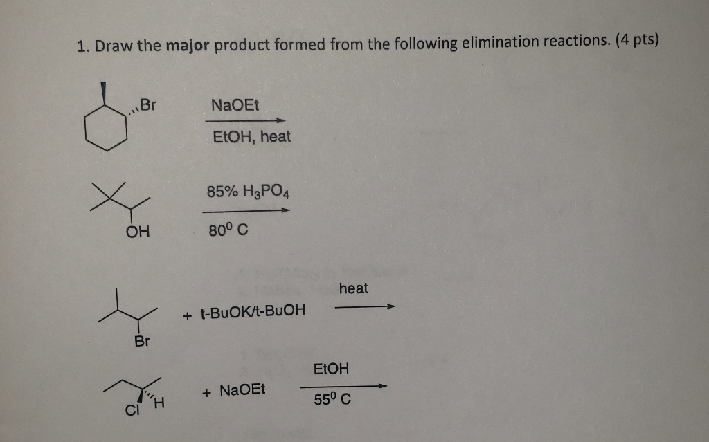 Solved Draw The Major Product Formed From The Following Chegg