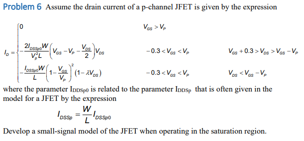 Solved Problem 6 Assume The Drain Current Of A P Channel Chegg