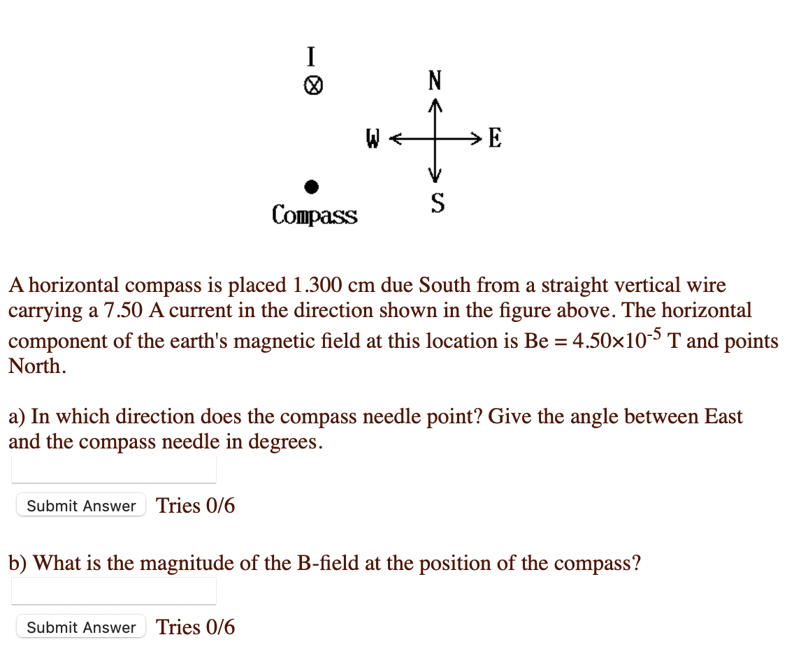 Solved I N E S Compass A A Horizontal Compass Is Placed Chegg